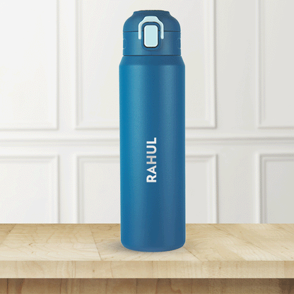 Personalised Aquasport Stainless Steel Double Wall Bottle, Blue