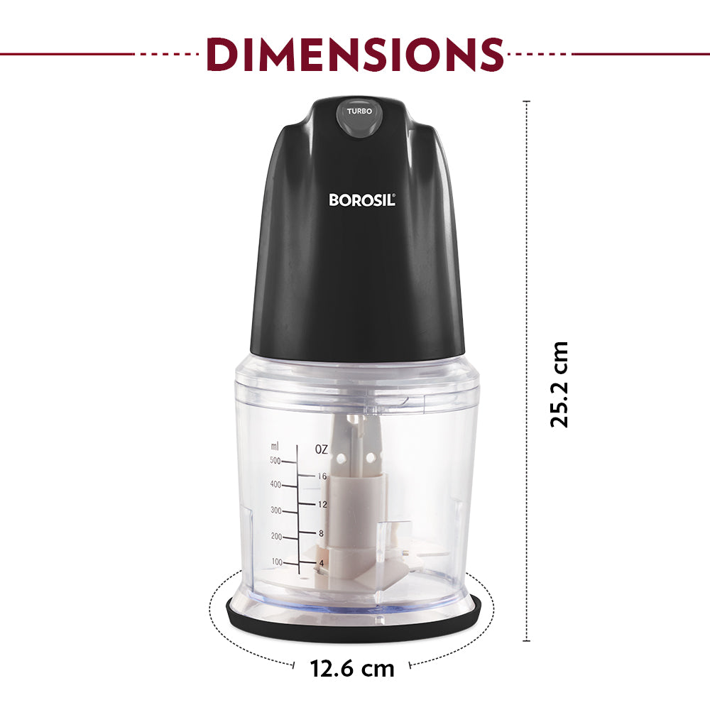 Borosil ChefDelite 260W Chopper, Black