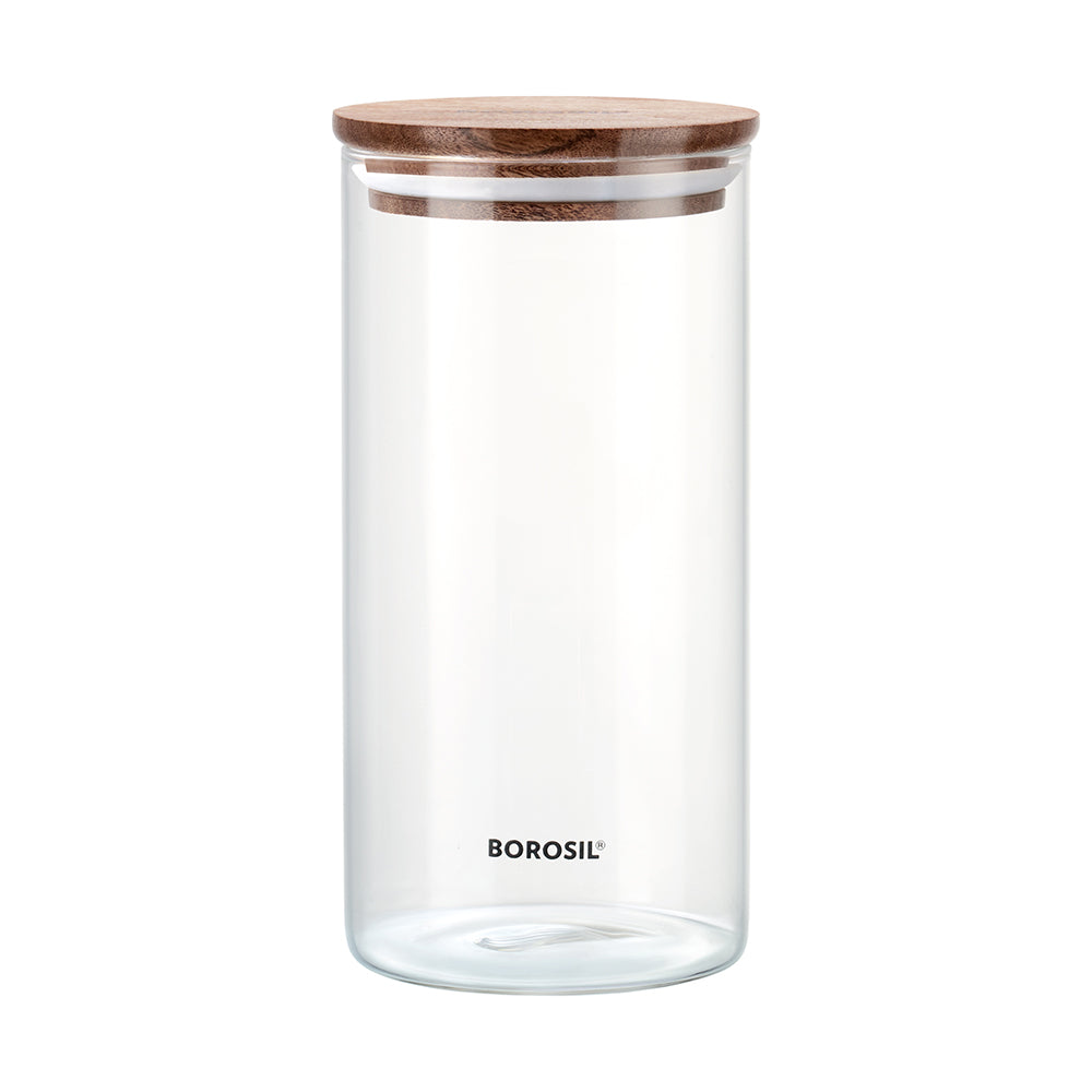 Borosil Classic Jar with Wooden Lid, 1.2L