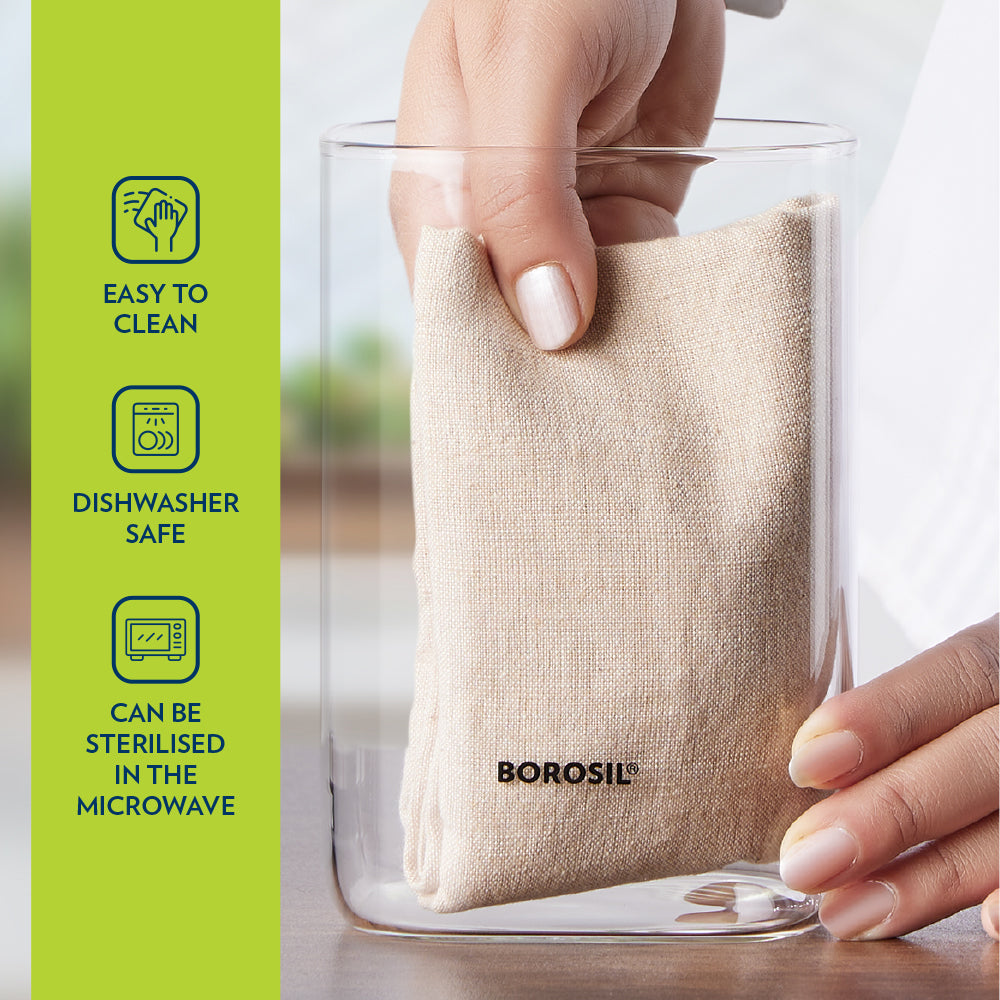 Borosil Classic Jar with Wooden Lid, 1.2L