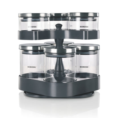 Spin n Store Tray with Classic Glass Jars, SS lid