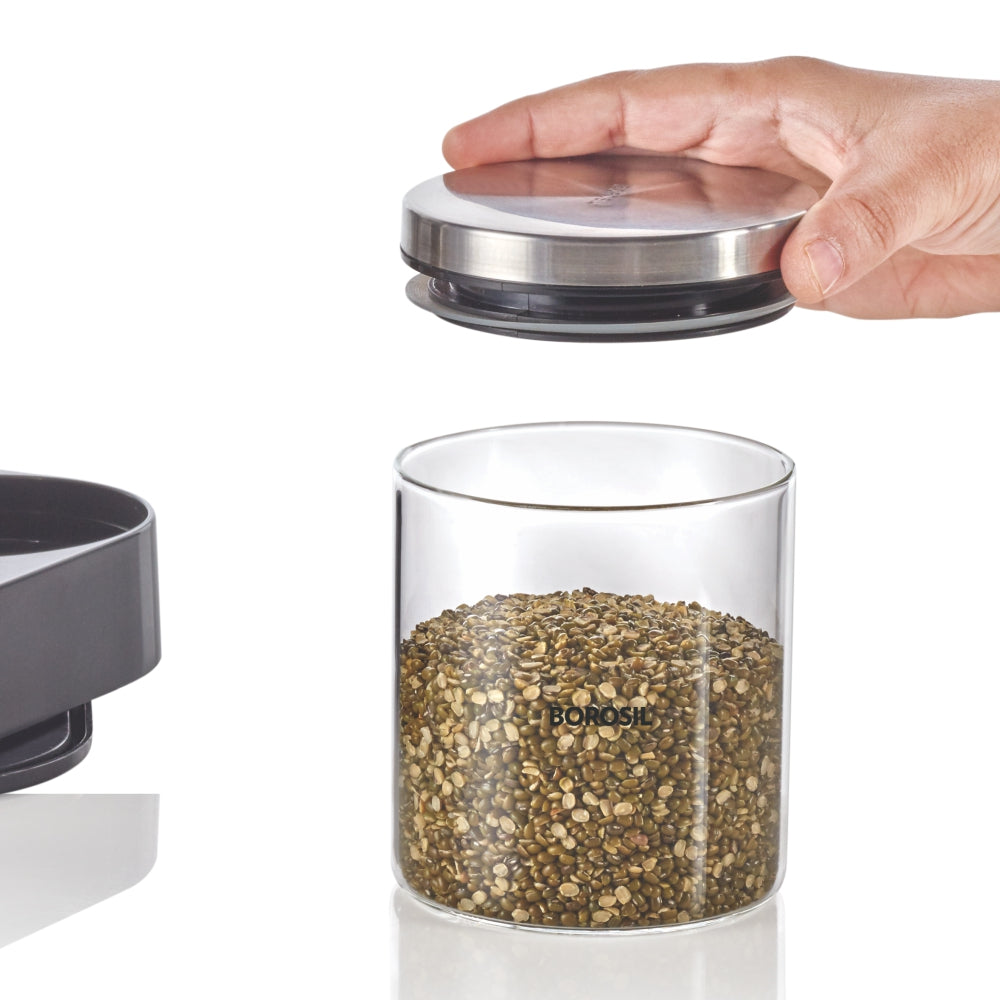 Borosil Spin n Store Tray w 7 Classic Jars