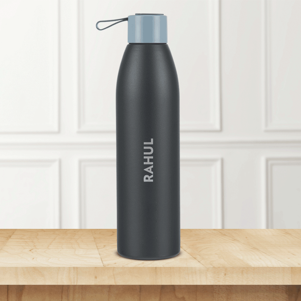 Duomate Vacuum Insulated Stainless Steel Bottle, Black, Personalise