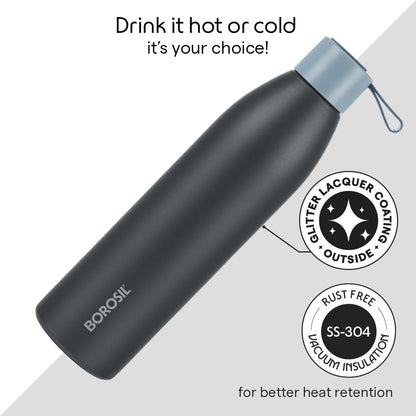Duomate Vacuum Insulated Stainless Steel Bottle, Black