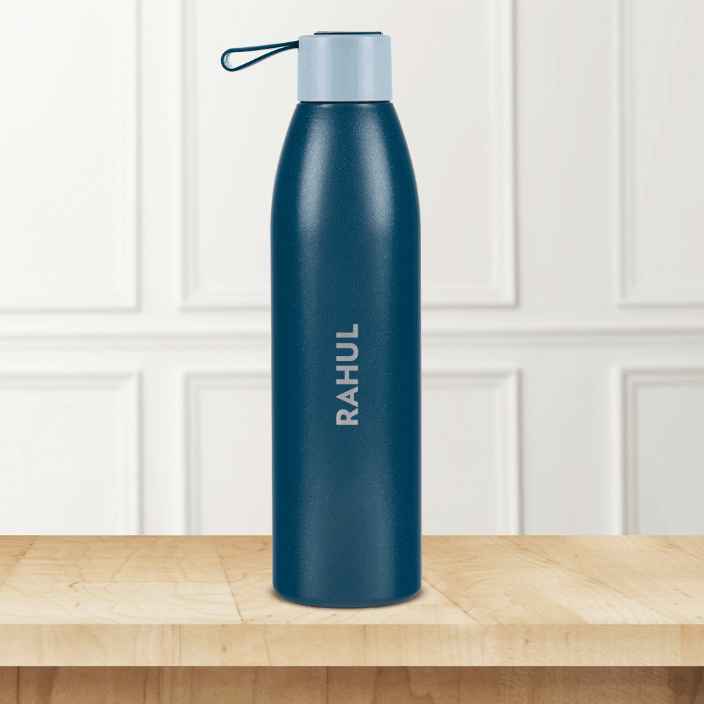 Personalised Duomate Vacuum Insulated Stainless Steel Bottle, Blue