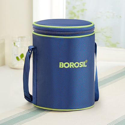 Borosil Blue Lunch Bag, Round For Set of 3 - (400 ml)
