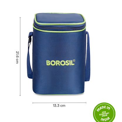 Borosil Blue Lunch Bag, Square For Set of 3 - (320 ml)