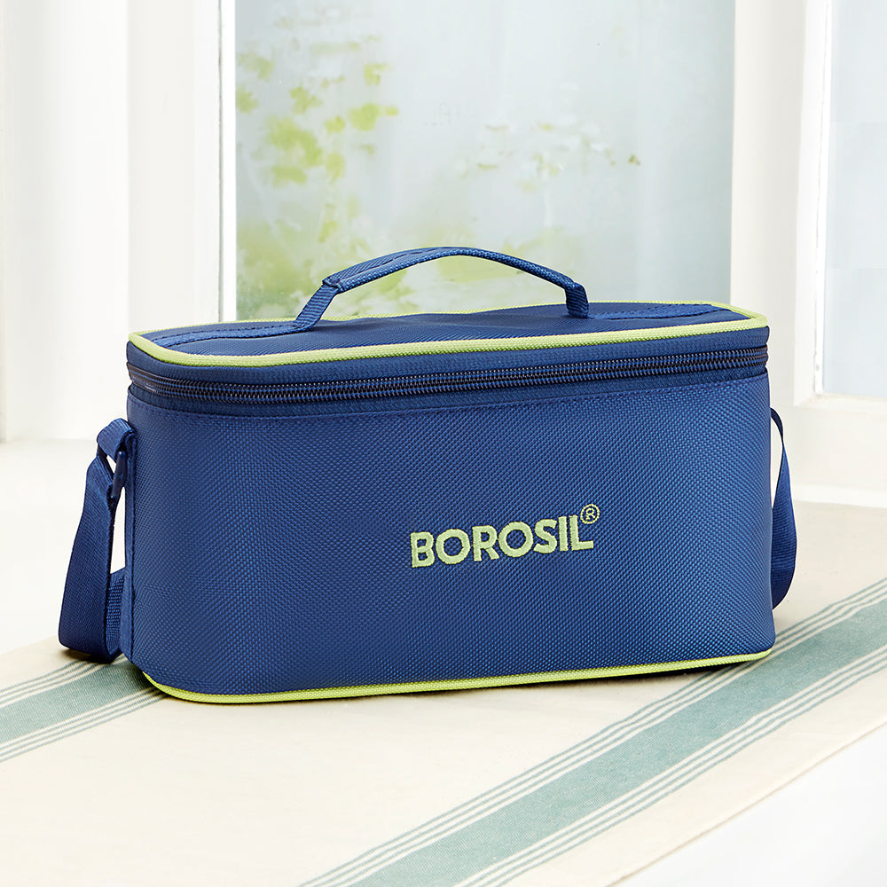 Borosil Blue Lunch Bag, Universal, For Set of 4, (320ml & 240ml) (Only Bag)