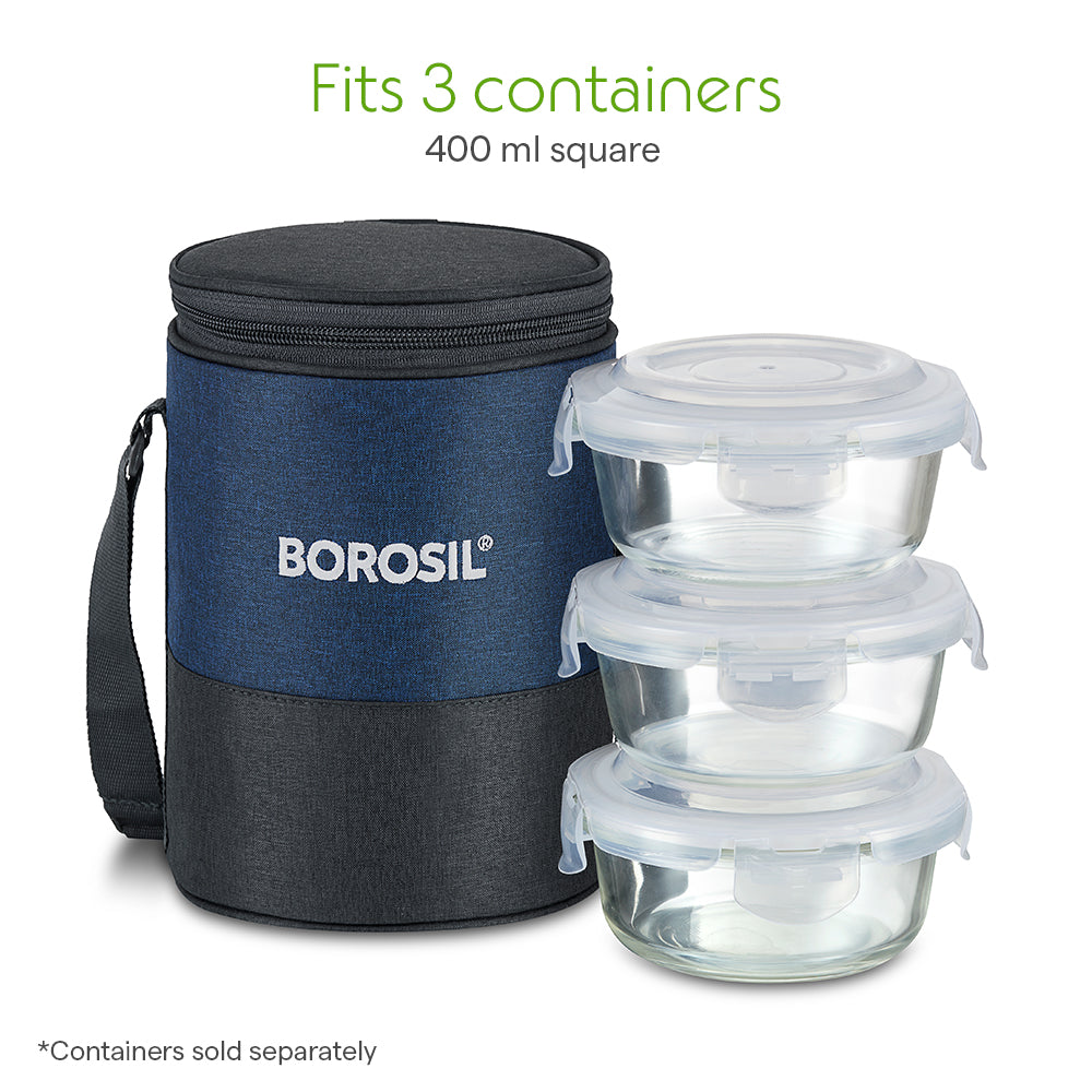 Borosil Elite Lunch Bag, Round For Set of 3 - (400 ml)