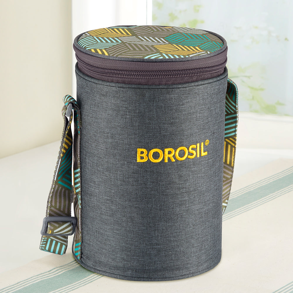 Borosil Foodluck Olive Lunch Bag, Round, For Set of 3, (400ml) (Only Bag)