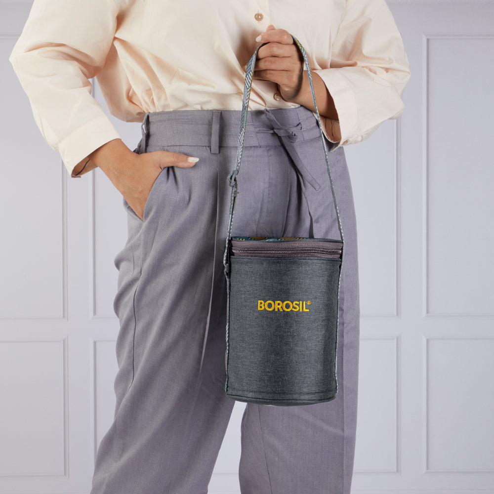 Borosil Foodluck Olive Lunch Bag, Round For Set of 3 - (400 ml)