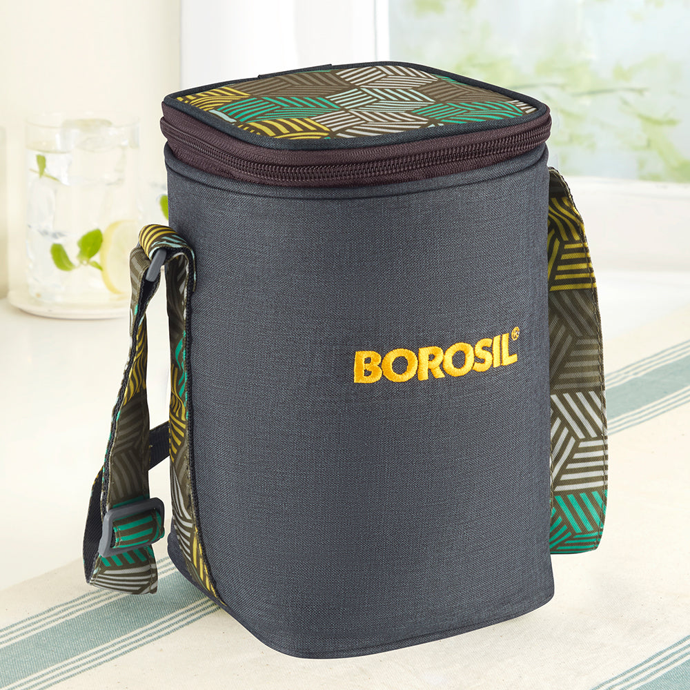 Borosil Foodluck Olive Lunch Bag, Square, For Set of 3, (320ml) (Only Bag)