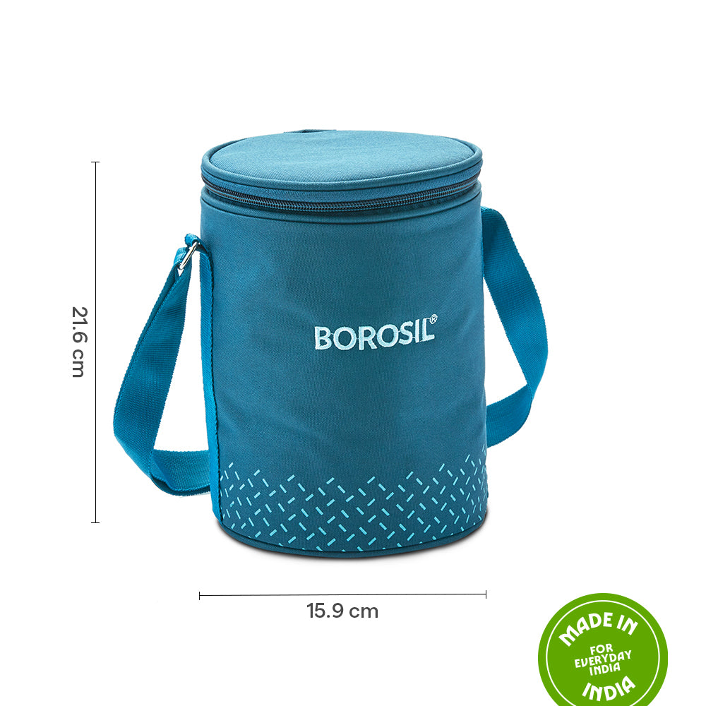 Borosil Teal Lunch Bag, Round For Set of 3 - (400 ml)