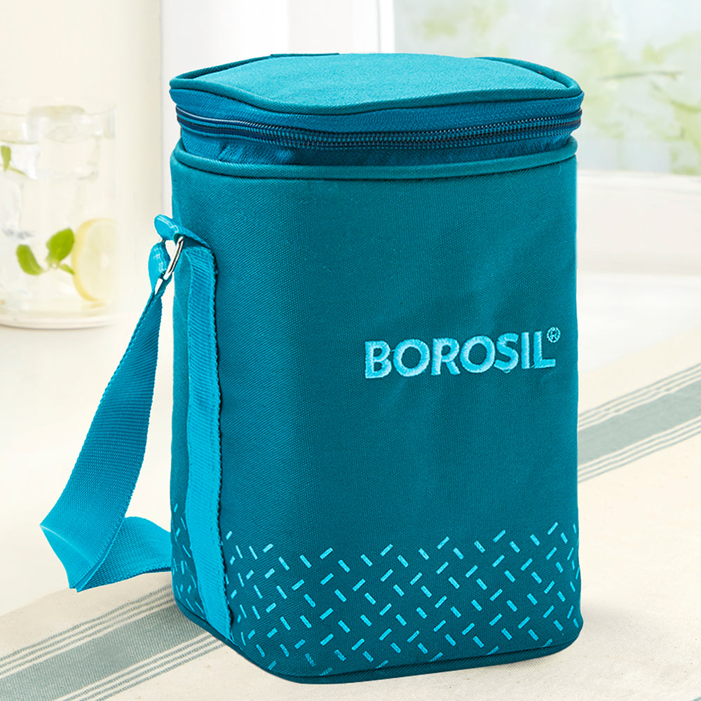 Borosil Teal Lunch Bag, Square, For Set of 3, (320ml) (Only Bag)