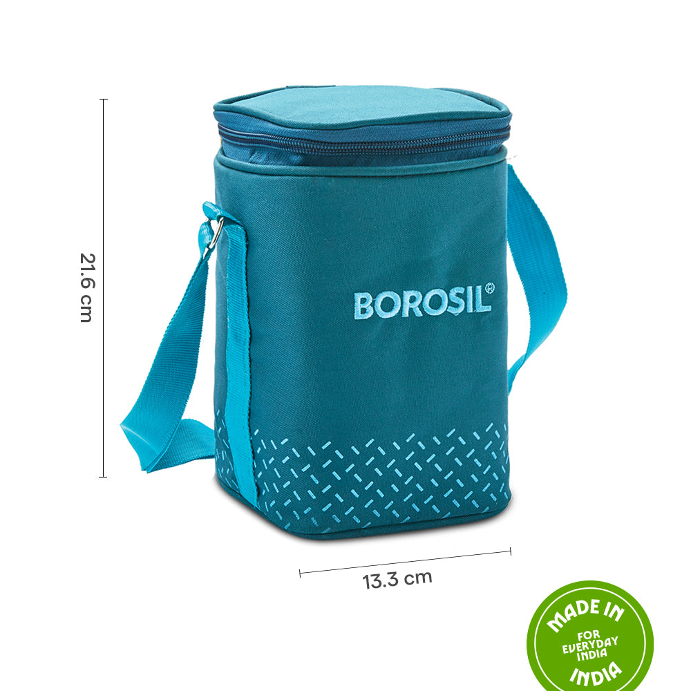 Borosil Teal Lunch Bag, Square For Set of 3 - (320 ml)