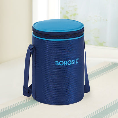 Borosil Alfa Blue Lunch Bag, Round (Only Bag)