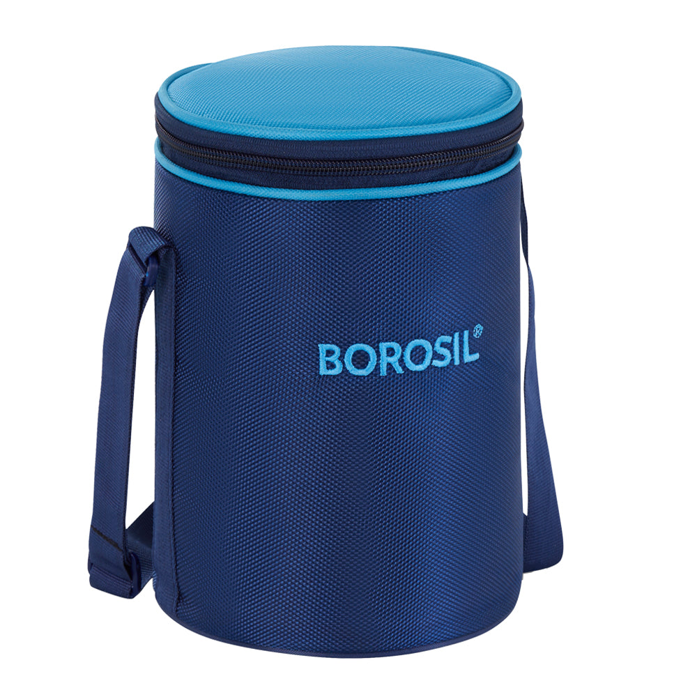 Borosil Alfa Blue Lunch Bag, Round (Only Bag)