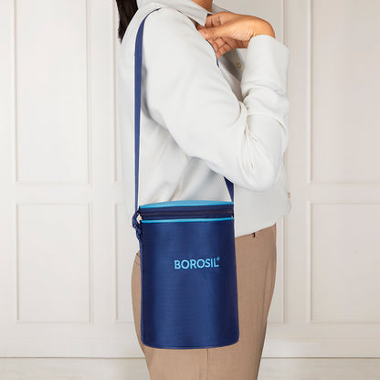 Borosil Alfa Blue Lunch Bag, Round (Only Bag)