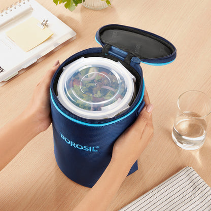 Borosil Alfa Blue Lunch Bag, Round (Only Bag)