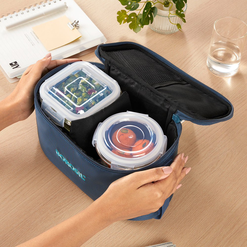 Borosil Alfa Blue Lunch Bag, Universal (Only Bag)