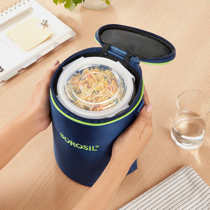 Borosil Alfa Green Lunch Bag, Round (Only Bag)