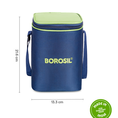 Borosil Alfa Green Lunch Bag, Square (Only Bag)