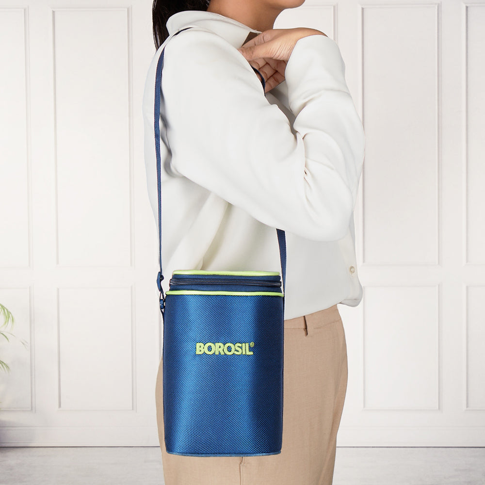 Borosil Alfa Green Lunch Bag, Square (Only Bag)
