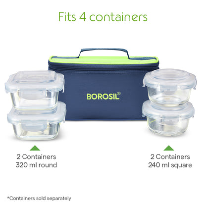 Borosil Alfa Green Lunch Bag, Universal (Only Bag)