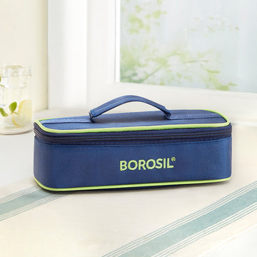 Borosil Blue Flat Lunch Bag, Square