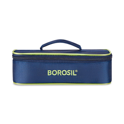 Borosil Blue Flat Lunch Bag, Square For Set of 2 - (320 ml)