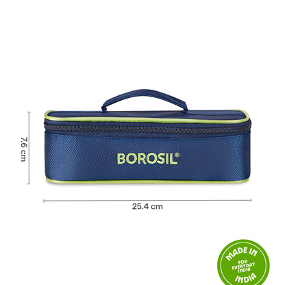 Borosil Blue Flat Lunch Bag, Square For Set of 2 - (320 ml)