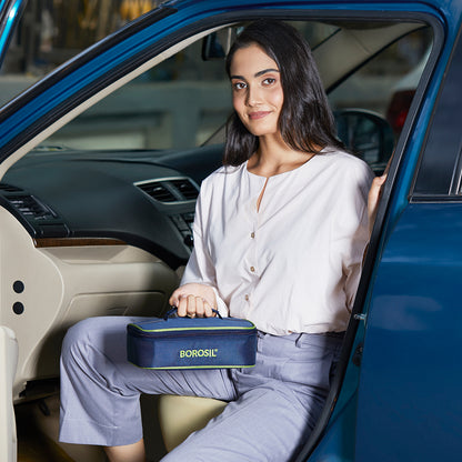 Borosil Blue Flat Lunch Bag, Square For Set of 2 - (320 ml)