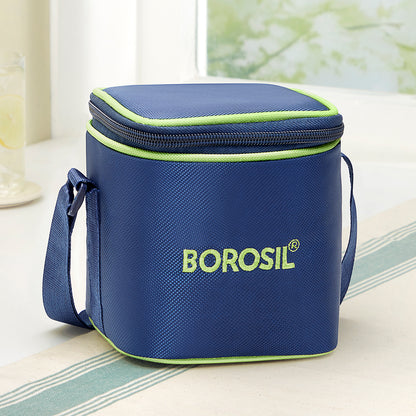 Borosil Blue Tall Lunch Bag, Square For Set of 2 - (320 ml)