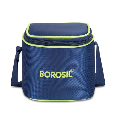 Borosil Blue Tall Lunch Bag, Square For Set of 2 - (320 ml)