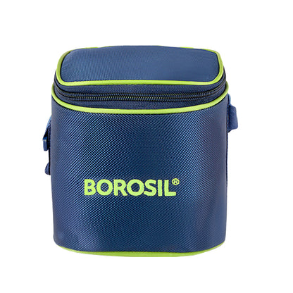 Borosil Blue Tall Lunch Bag, Square For Set of 2 - (320 ml)