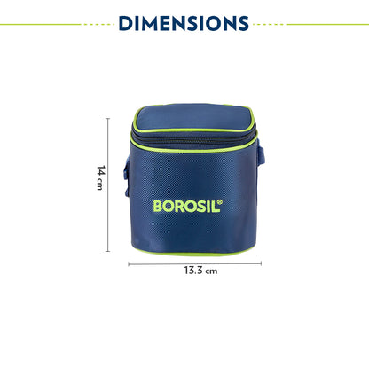 Borosil Blue Tall Lunch Bag, Square For Set of 2 - (320 ml)