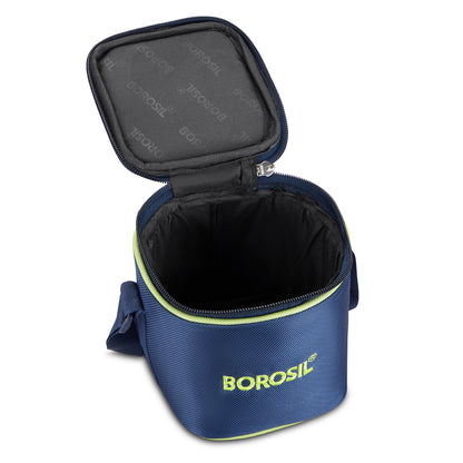 Borosil Blue Tall Lunch Bag, Square For Set of 2 - (320 ml)