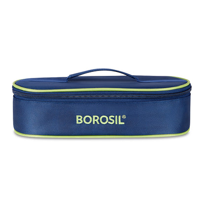Borosil Blue Flat Lunch Bag, Round For Set of 2 - (400 ml)