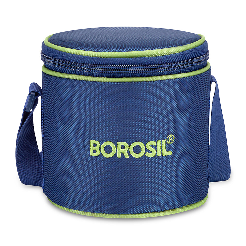 Borosil Blue Tall Lunch Bag, Round For Set of 2 - (400 ml)