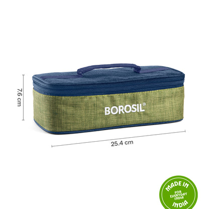 Borosil Ace Flat Lunch Bag, Square For Set of 2 - (320 ml)