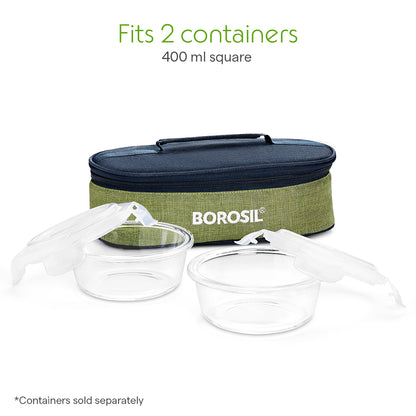 Borosil Ace Flat Lunch Bag, Round For Set of 2 - (400 ml)