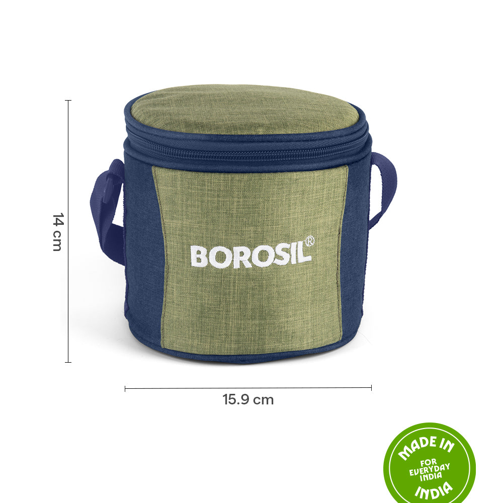 Borosil Ace Tall Lunch Bag, Round For Set of 2 - (400 ml)