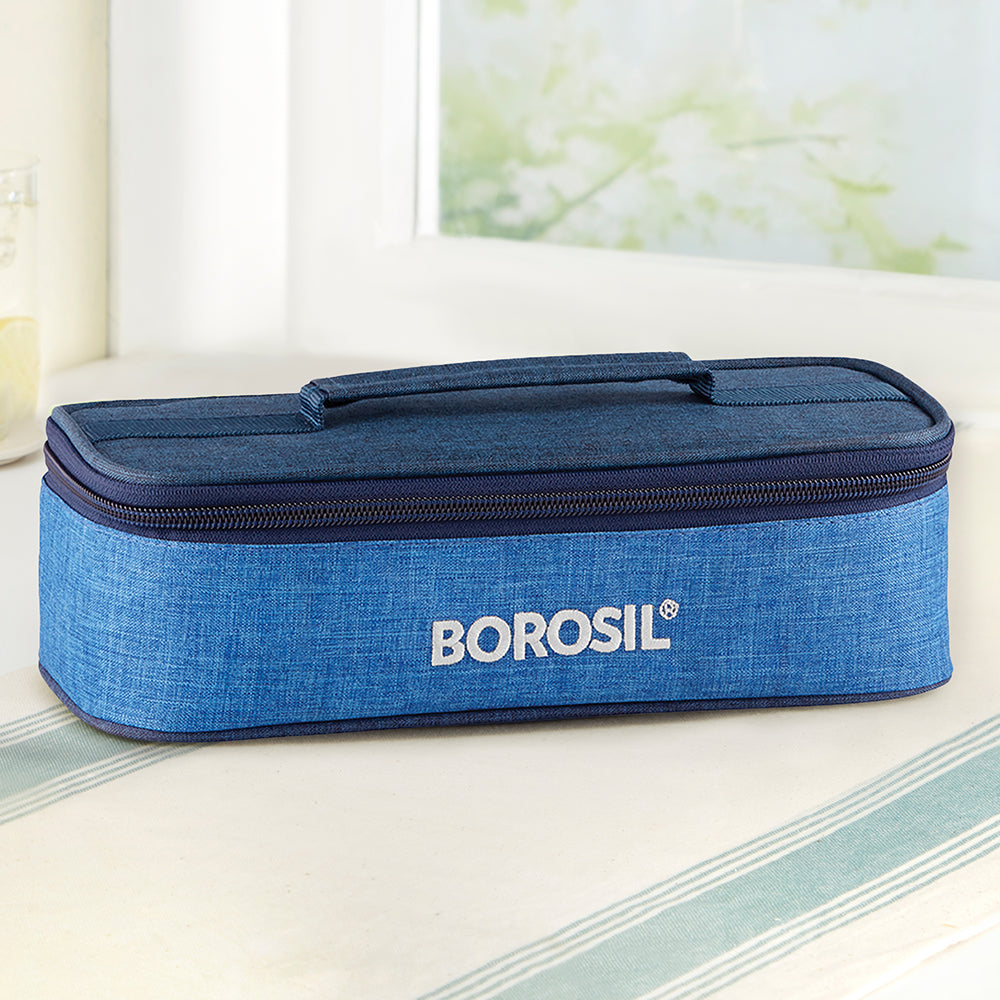 Borosil Prime Flat Lunch Bag, Square For Set of 2 - (320 ml)