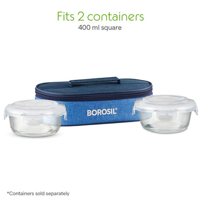 Borosil Prime Flat Lunch Bag, Round For Set of 2 - (400 ml)