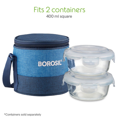 Borosil Prime Tall Lunch Bag, Round For Set of 2 - (400 ml)