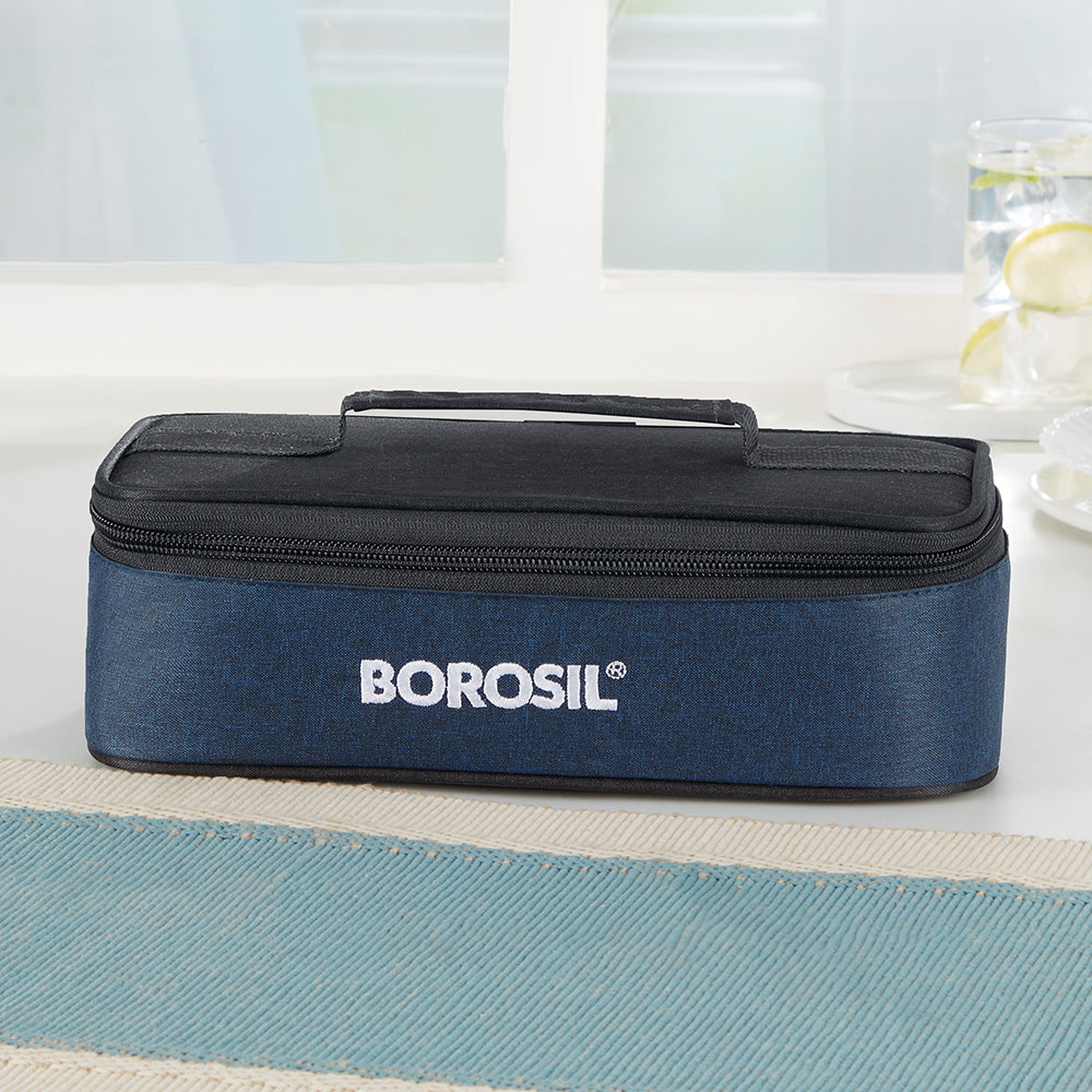 Borosil Elite Flat Lunch Bag, Square For Set of 2 - (320 ml)
