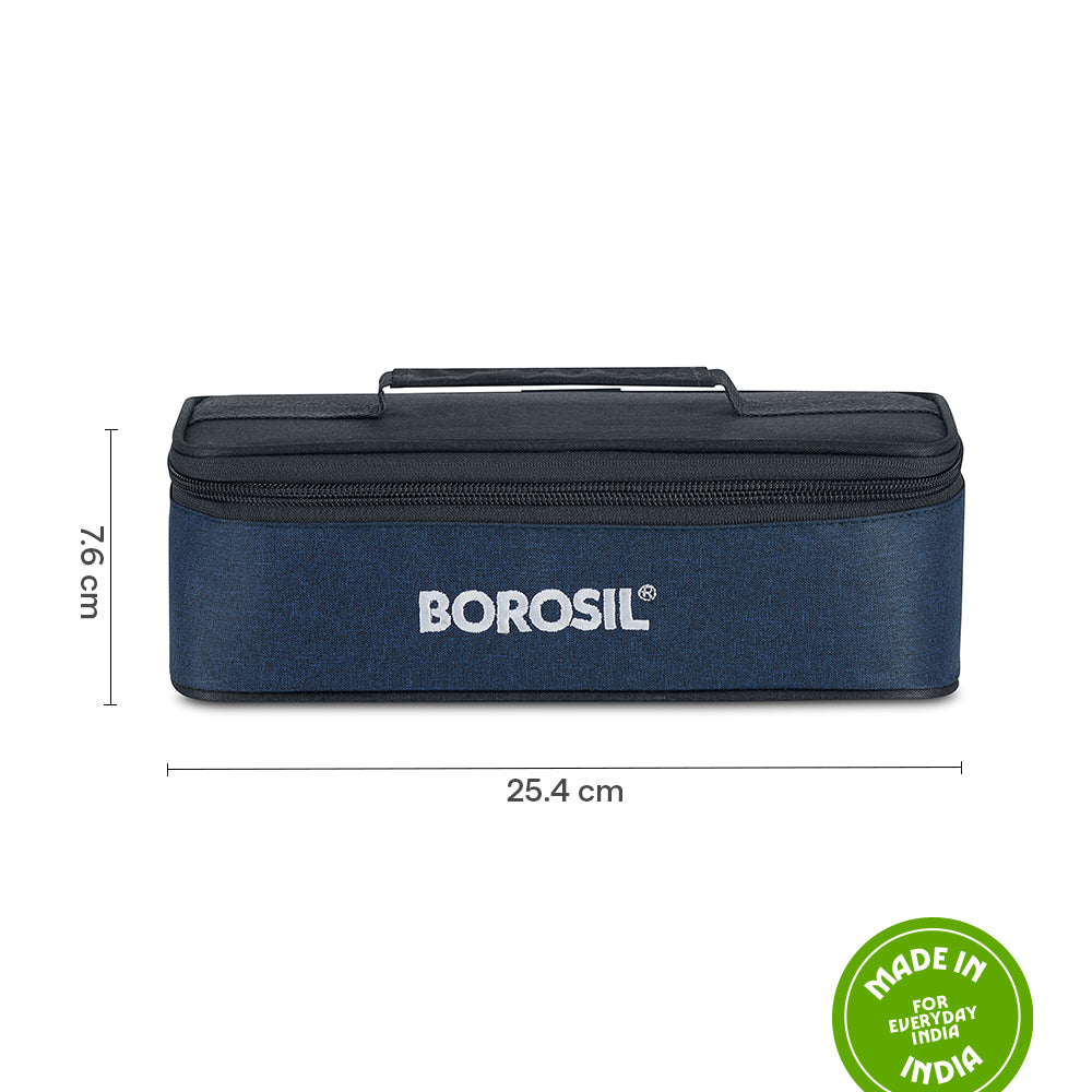 Borosil Elite Flat Lunch Bag, Square For Set of 2 - (320 ml)