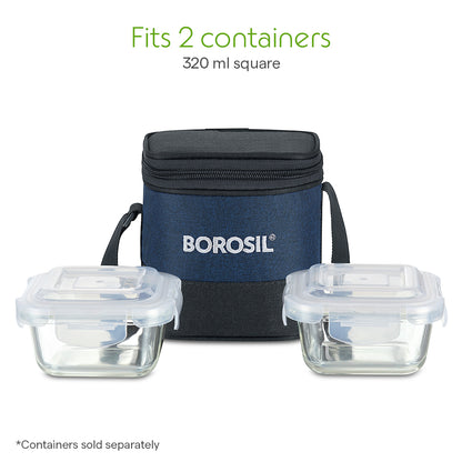Borosil Elite Tall Lunch Bag, Square For Set of 2 - (320 ml)
