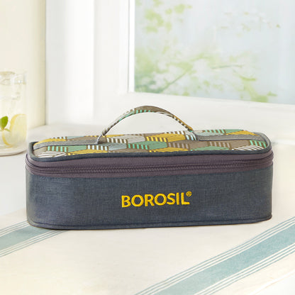 Borosil Foodluck Olive Flat Lunch Bag, Square For Set of 2 - (320 ml)