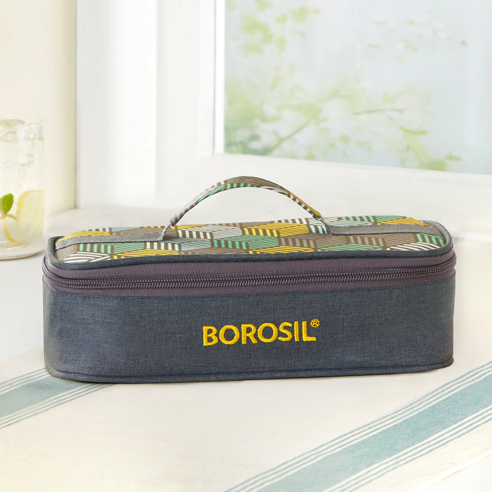 Borosil Foodluck Olive Flat Lunch Bag, Square, For Set of 2, (320ml) (Only Bag)